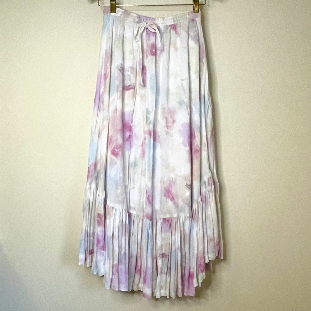 Z Supply Boho Lined DIEM Blurred Tie Dye Skirt White Purple Pink Blue Sz S NEW